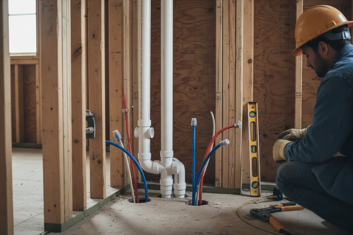 Drain and supply rough-in during Leak Detection in Pinehurst